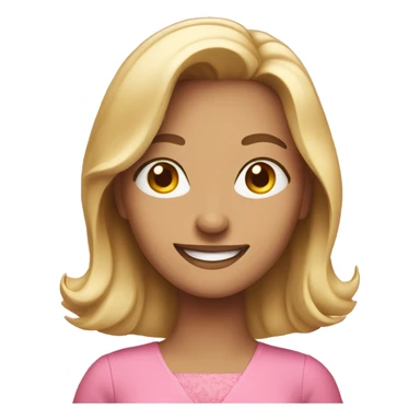 smiling woman in pink dress sticker