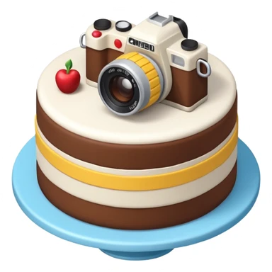 cake with elevated 3/4 top-down isometric camera angle (≈30–35°),
camera positioned above and angled downward, sticker