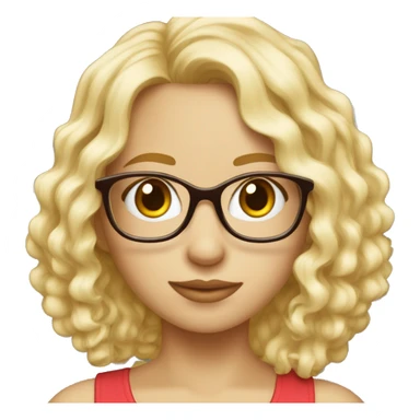 Fille blonde cheveux bouclés, yeux bleus, lunettes sticker