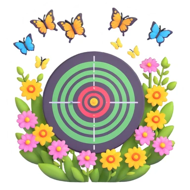 A target bullseye with butterflies and spring blossoms sticker