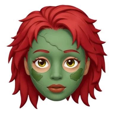 messy green full face clay mask red hair  sticker