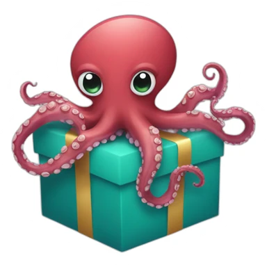 Octopus opening Christmas present sticker