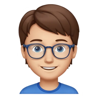 a boy with brown hair and blue eyes glasses sticker