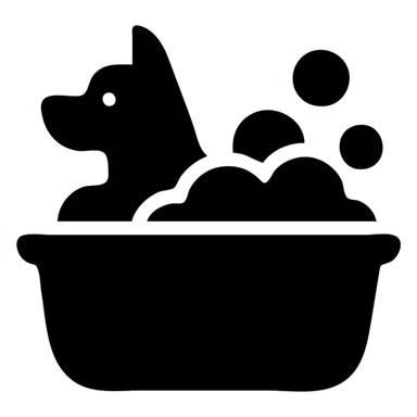 a dog taking a bath sticker