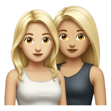 two girls, a blonde and a brunette, the blonde has short hair, the brunette has long hair sticker