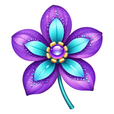 glitter purple and cian flower sticker