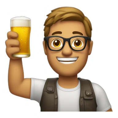 Man With Glases and a Beer in the Hand makes cheers sticker