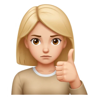 girl showing thumbs down sticker