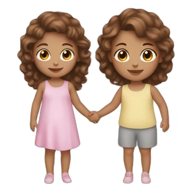 Brown hair Girl with baby girl sticker