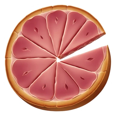 single slice of ham, round, flat, pink sticker