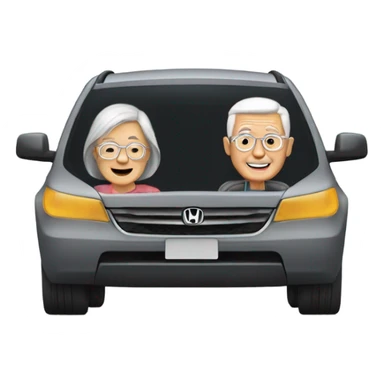 A retired couple driving fast in a Honda pilot sticker
