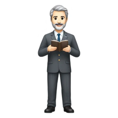 husband classy caucasian 55 some dark gray hair trimmed beard wearing business suit holding bible, with wife asian age 55 dark hair nurse uniform, no children sticker
