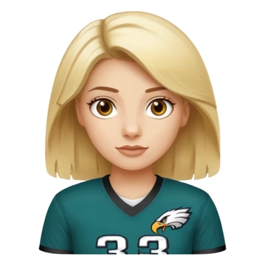 blonde female hazel eyes football player wearing eagles jersey number 33 sticker