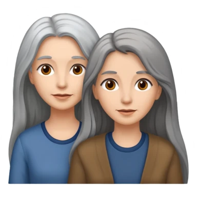 2 Frauen, die sich gerne haben, davon 1 grauhaarig, 1 braunhaarig, lange Haare sticker