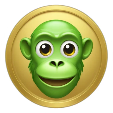 Gold coin with green monkey face sticker