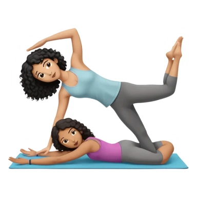 A white guy with black curly hair and an India girl doing yoga together in downward dog sticker