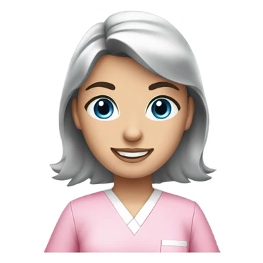 Young blue-eyed, dark-haired Female Dentist wearing pink scrubs  sticker