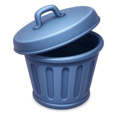 Draw a Pixar-style trash can. The view should be at an angle, as in the reference. Do not use the face, eye, and mouth. sticker