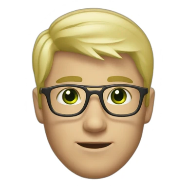 blond court hair man with round glasses and green eyes sticker
