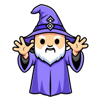 wizard making a cross with hands sticker