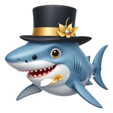 cute shark with a fancy top hat sticker