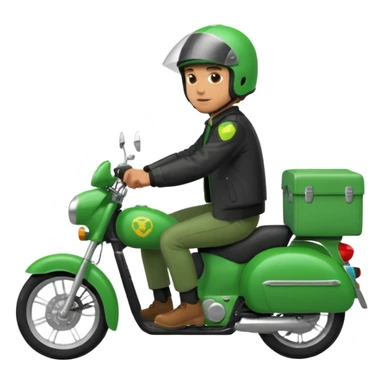 a man riding his green delivery motorcicle sticker