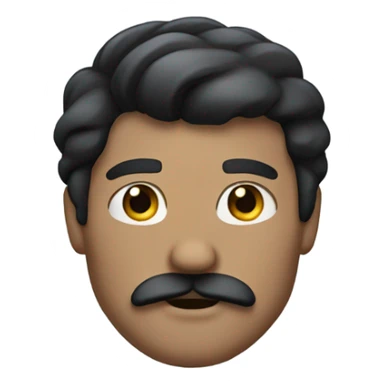 Strong man with dark hair and a mustache sticker