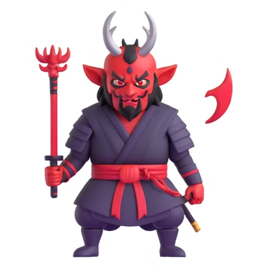 Devil samurai with prominent red horns sticker