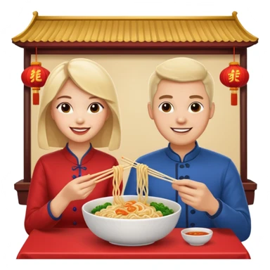 ligth couple having dinner at a Chinese restaurant sticker
