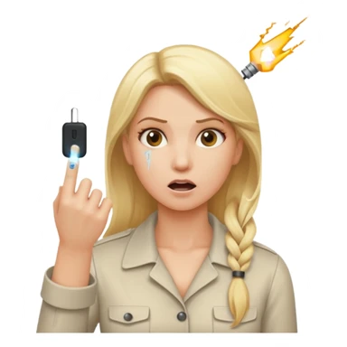 Blonde woman being electrocuted on the finger by a plug socket  sticker