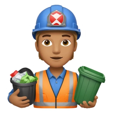 garbage man with helmet holding garbage  sticker