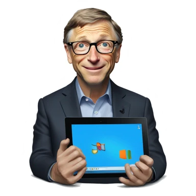 bill gates with microsoft surface pro sticker