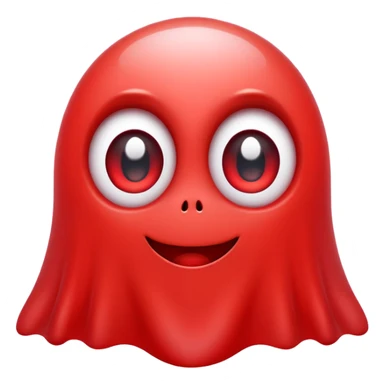 Cute red ghost character with big adorable eyes and a small smile sticker