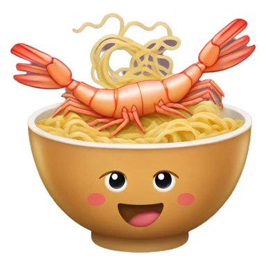 Shrimp jumping to ramen bowl sticker