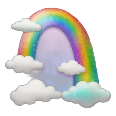 glitter rainbow with clouds sticker