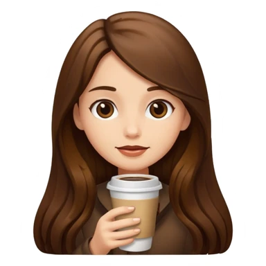 Brown long haired girl with coffee sticker