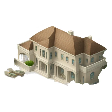 luxurious mansion with bushes and pool sticker