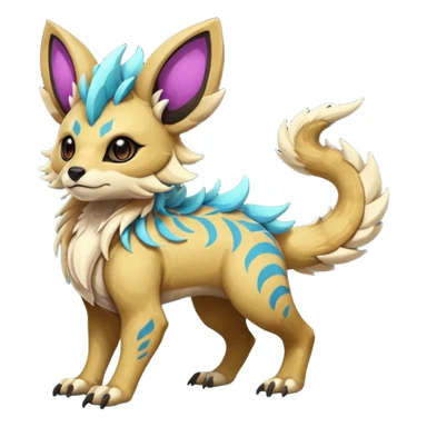 Rare realistic exotic cute epic pretty beautiful handsome gorgeous aesthetic colorful vibrant Vernid-Protogen-Primagen-Wickerbeast-species-Fakemon-creature by LiLaiRa, random markings, tufted ears, full body sticker