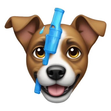 Dog with a water gun sticker