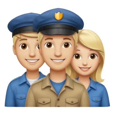 Two blonde women and a man with cap on  sticker