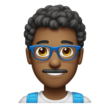 Chico adolescente con lentes azules, un lunar chiquito arriba de su boca en la derecha, morenito, de peinado de lado y en la parte de abajo del pelo desvanecido  sticker