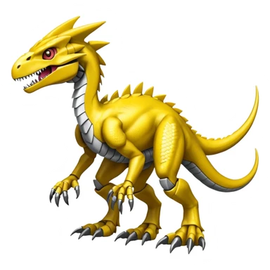  Edgy Yellow Shiny Digimon-Fakemon-Velociraptor-Dragon-Mecha full body sticker