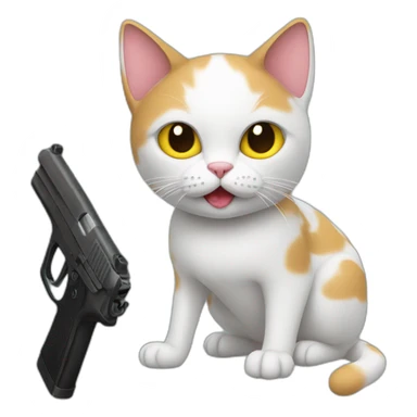 Cat whit a gun sticker