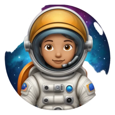 Astronaut with closed helmet riding planets sticker