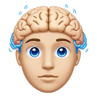 An adult person face emoji with blue brain instead of hair sticker