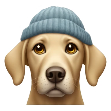 Labrador wearing a beanie sticker