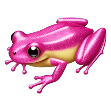 Hot pink glittery frog on a leaf  sticker