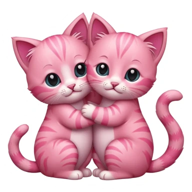 two hugging pink kittens sticker