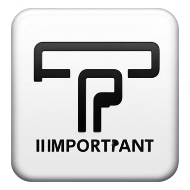 Writing of the word "important" on a sign sticker