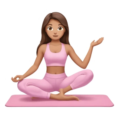 A tanned girl with long brunette hair in her 20’s doing Pilates wearing a ALO baby pink workout set  sticker